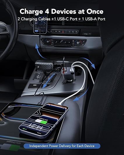 2026 Updated 78W Retractable Car Charger